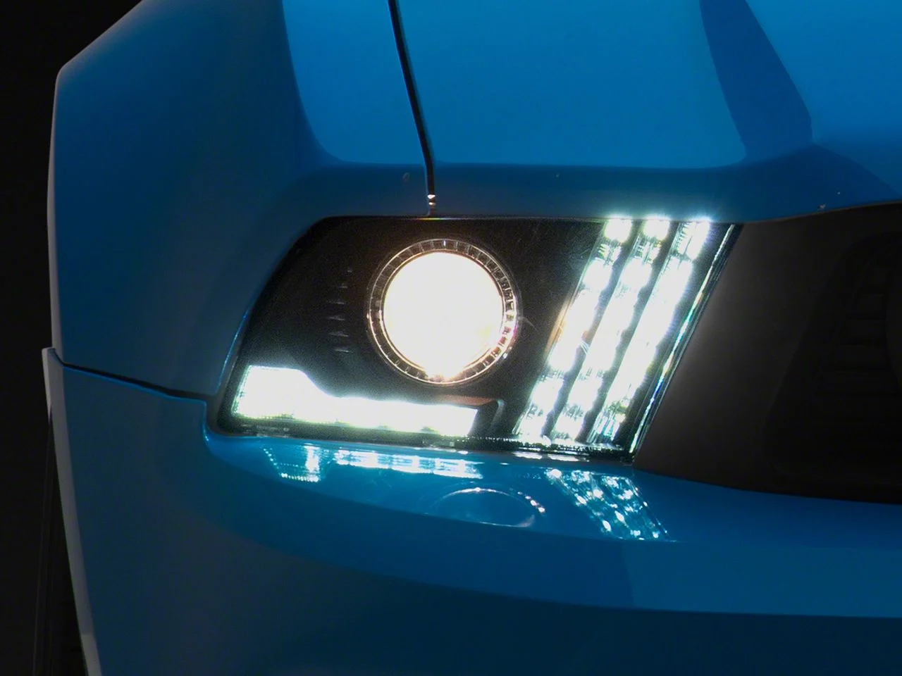 AlphaRex PRO-Series Projector Headlights; Black Housing; Clear Lens (10-12 Mustang w/ Factory Halogen Headlights)