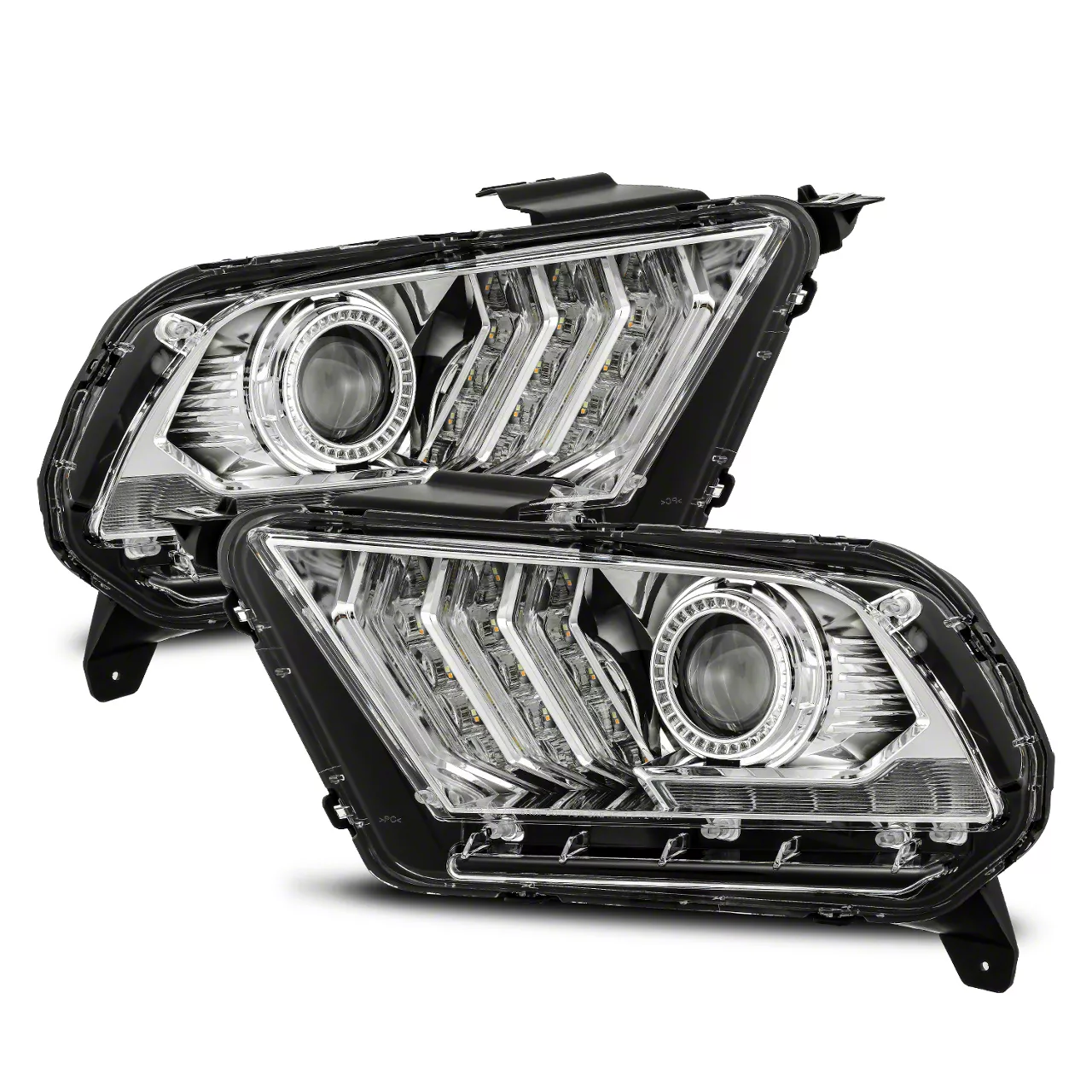 AlphaRex PRO-Series Projector Headlights; Chrome Housing; Clear Lens (10-12 Mustang w/ Factory Halogen Headlights)
