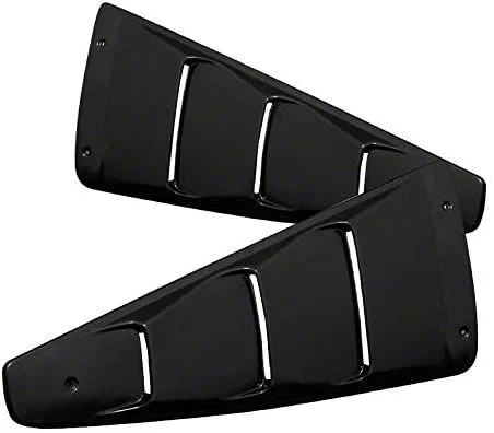 Quarter Window Louvers; Matte Black (05-14 Mustang Coupe)