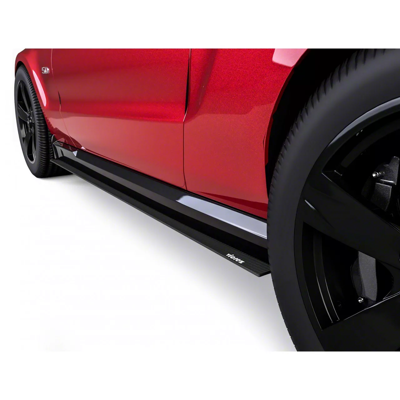 V1R Style Side Skirt Splitters; Dry Carbon Fiber Vinyl (05-14 Mustang)