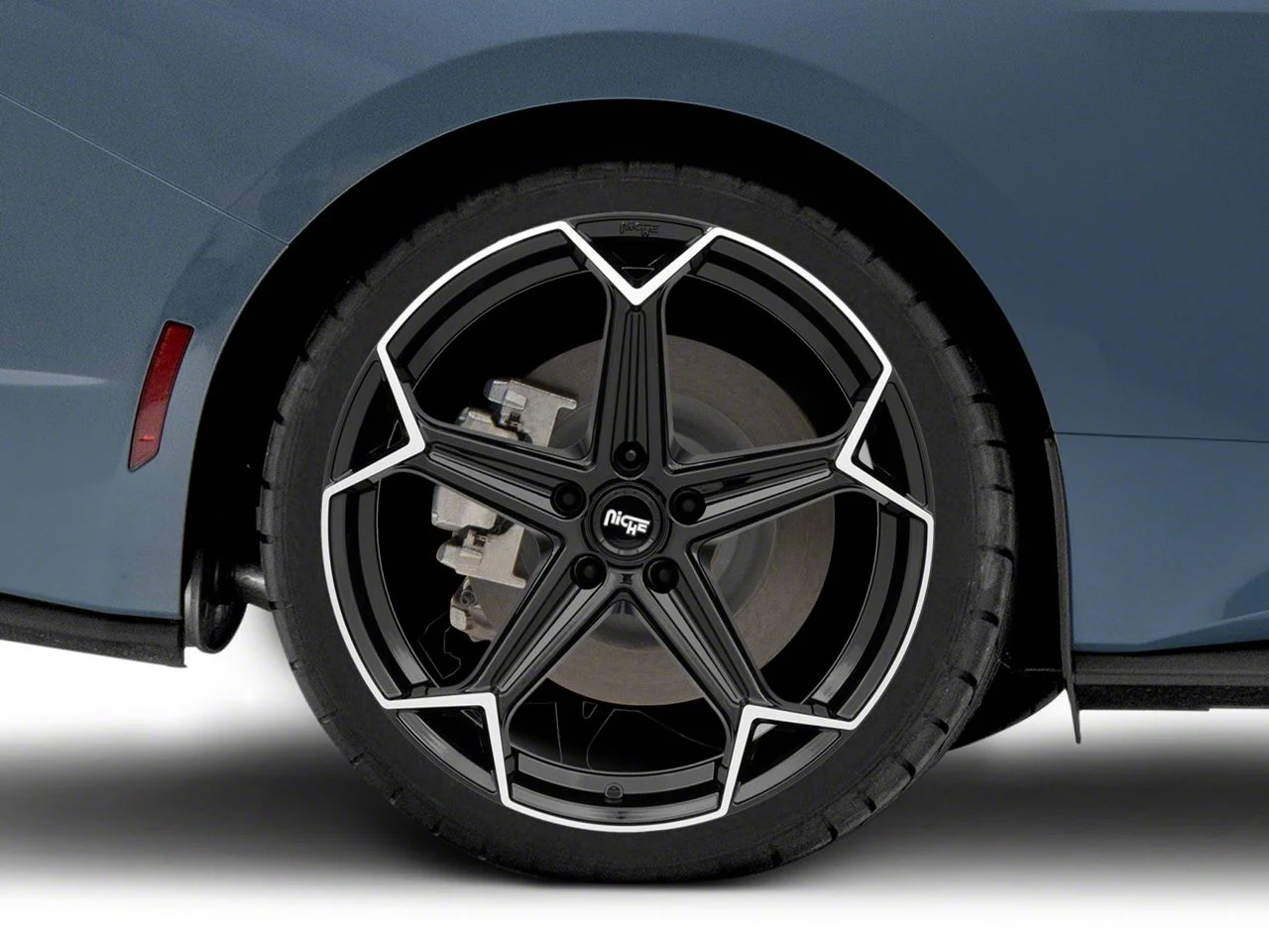 Niche Arrow Gloss Black with Brushed Face Wheel; Rear Only; 20x10.5; 40mm Offset (24-26 Mustang)