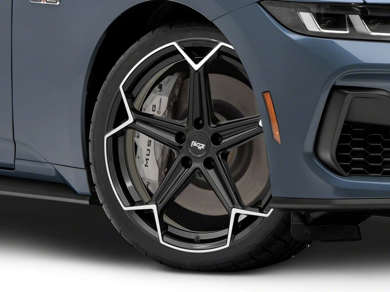 Niche Arrow Gloss Black with Brushed Face Wheel; 20x9; 35mm Offset (24-26 Mustang)