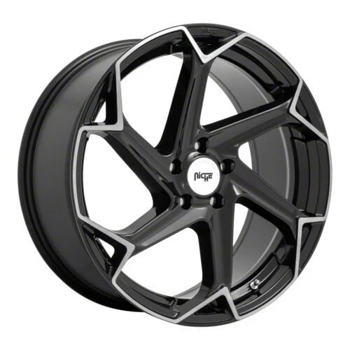 Niche Flash Gloss Black Brushed Wheel; 20x9; 35mm Offset (24-26 Mustang)