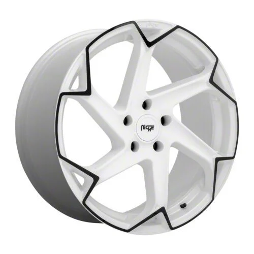 Niche Flash Gloss White with Black Wheel; 20x9; 35mm Offset (24-26 Mustang)