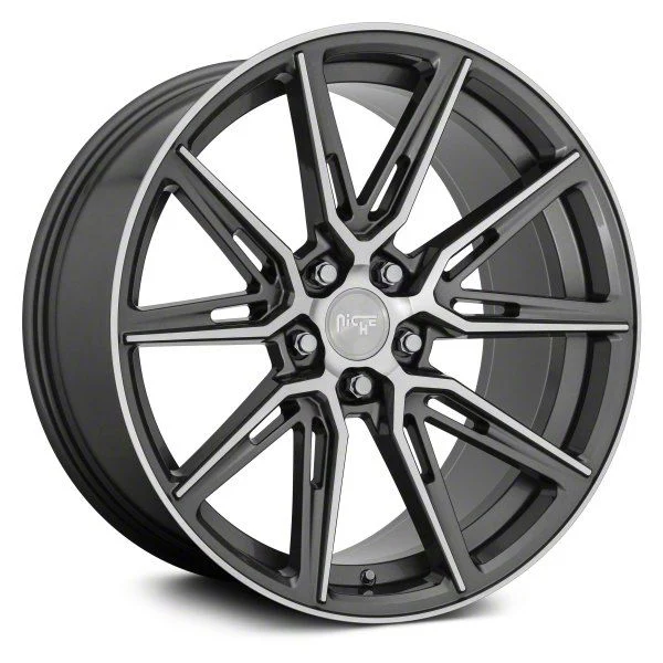 Niche Gemello Gloss Anthracite Machined Wheel; 20x9; 35mm Offset (24-26 Mustang)