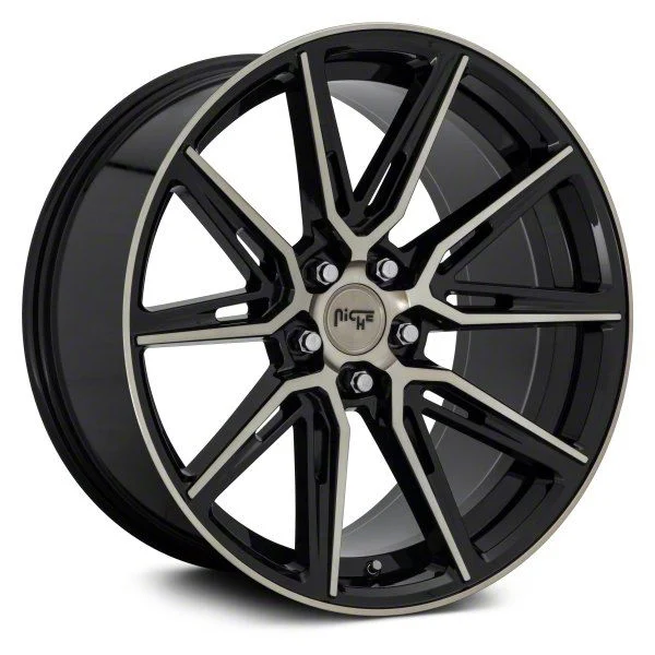 Niche Gemello Gloss Black Machined Double Dark Tint Wheel; 20x9; 35mm Offset (24-26 Mustang)