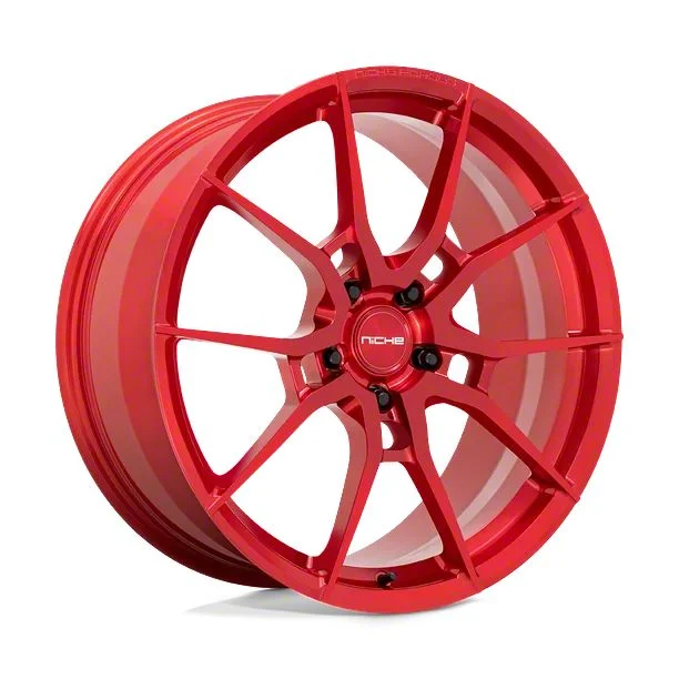 Niche Kanan Brushed Candy Red Wheel; Rear Only; 20x10; 40mm Offset (24-26 Mustang)