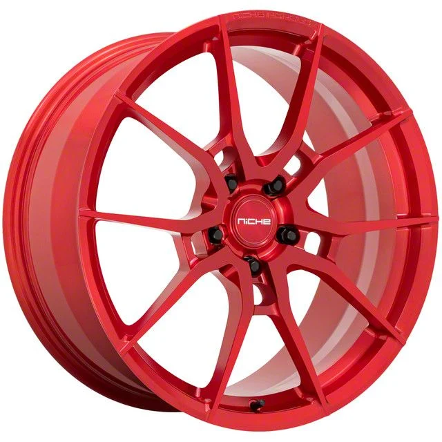Niche Kanan Brushed Candy Red Wheel; Rear Only; 20x11; 53mm Offset (24-26 Mustang)