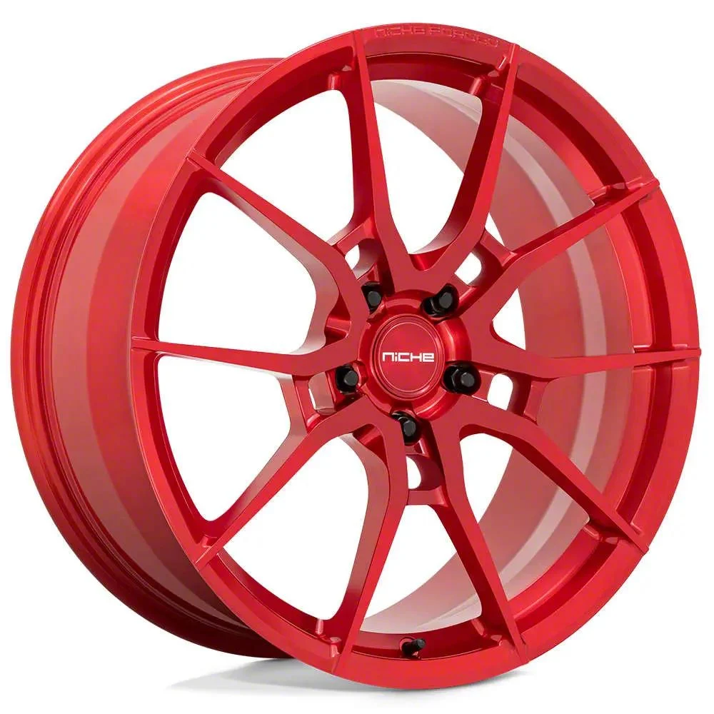 Niche Kanan Brushed Candy Red Wheel; 20x8.5; 35mm Offset (24-26 Mustang)