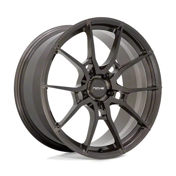 Niche Kanan Brushed Candy Smoke Wheel; Rear Only; 20x11; 53mm Offset (24-26 Mustang)