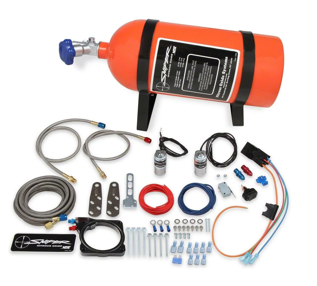 NOS Sniper Plate Wet Nitrous System; Orange Bottle (08-23 5.7L HEMI, 6.1L HEMI Challenger)
