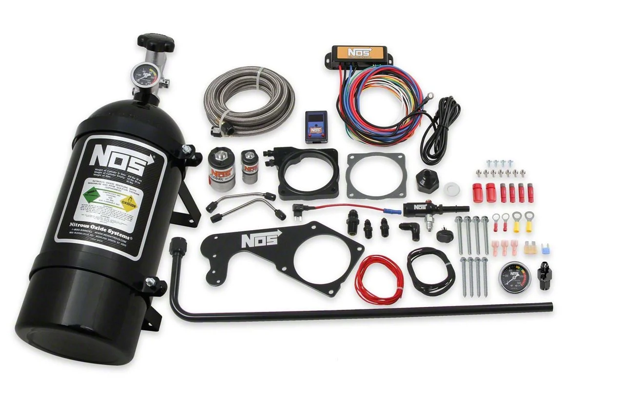 NOS Plate Wet Nitrous System; Black Bottle (06-10 6.1L HEMI Charger; 09-23 5.7L HEMI Charger)