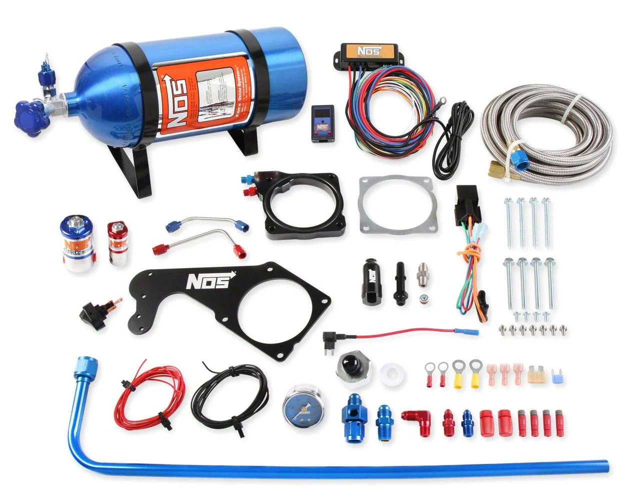 NOS Plate Wet Nitrous System; Blue Bottle (06-10 6.1L HEMI Charger; 09-23 5.7L HEMI Charger)