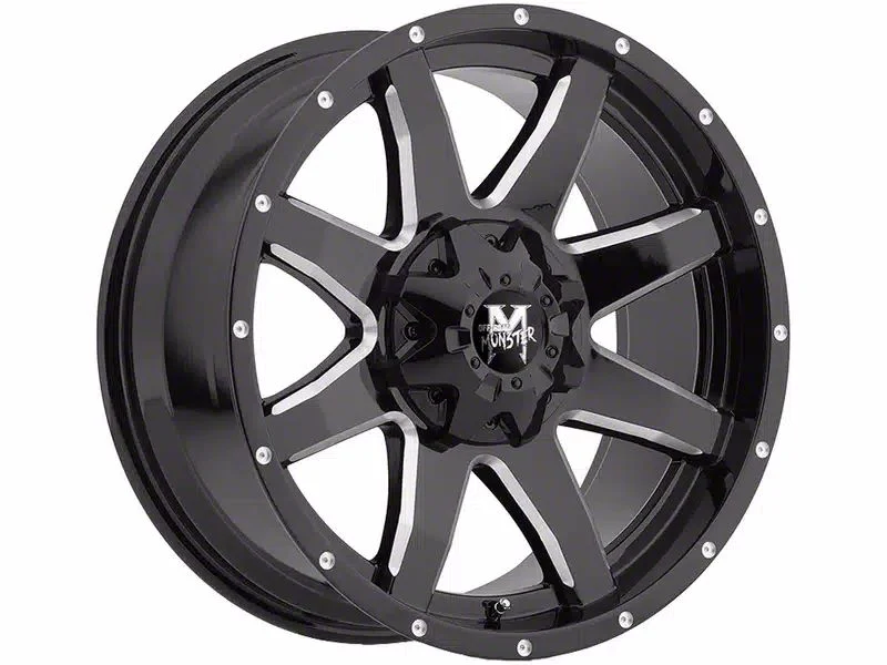 Off-Road Monster M08 Gloss Black Milled 6-Lug Wheel; 20x9; 0mm Offset (04-08 F-150)