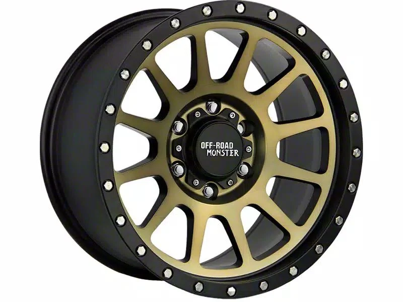 Off-Road Monster M10 Flat Black Machined Bronze 6-Lug Wheel; 17x9; 0mm Offset (07-14 Tahoe)