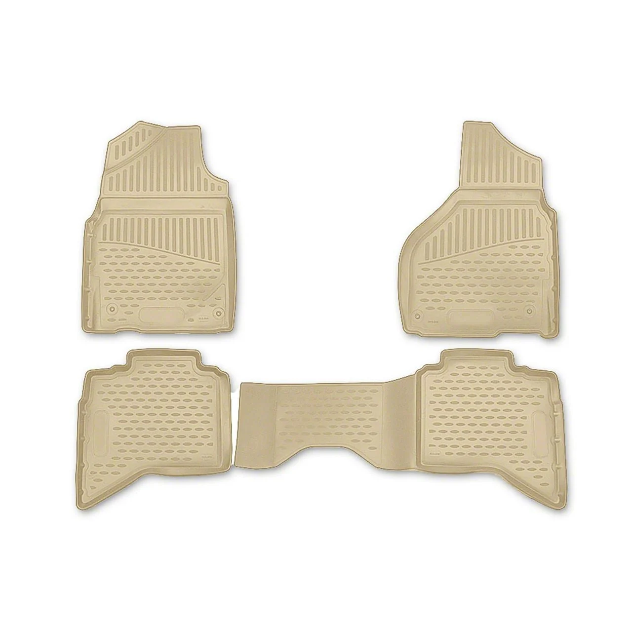 OMAC All Weather Molded 3D Front and Rear Floor Liners; Beige (13-18 RAM 1500 Quad Cab)