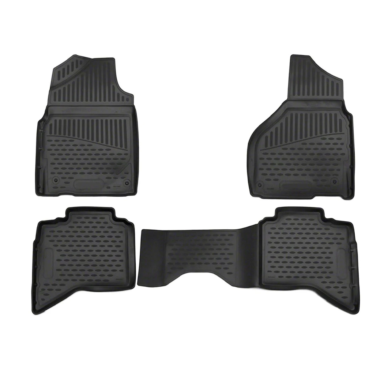 OMAC All Weather Molded 3D Front and Rear Floor Liners; Black (13-18 RAM 1500 Quad Cab)