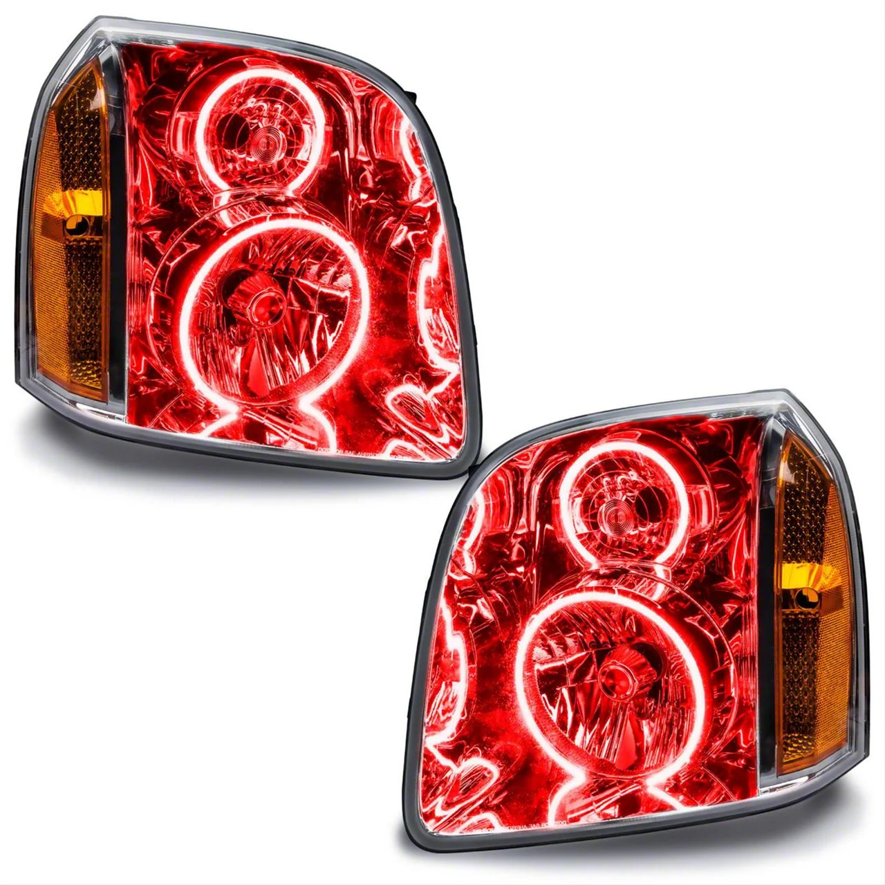 Oracle OE Style Headlights with LED Halo; Chrome Housing; Clear Lens; Red (07-14 Yukon)