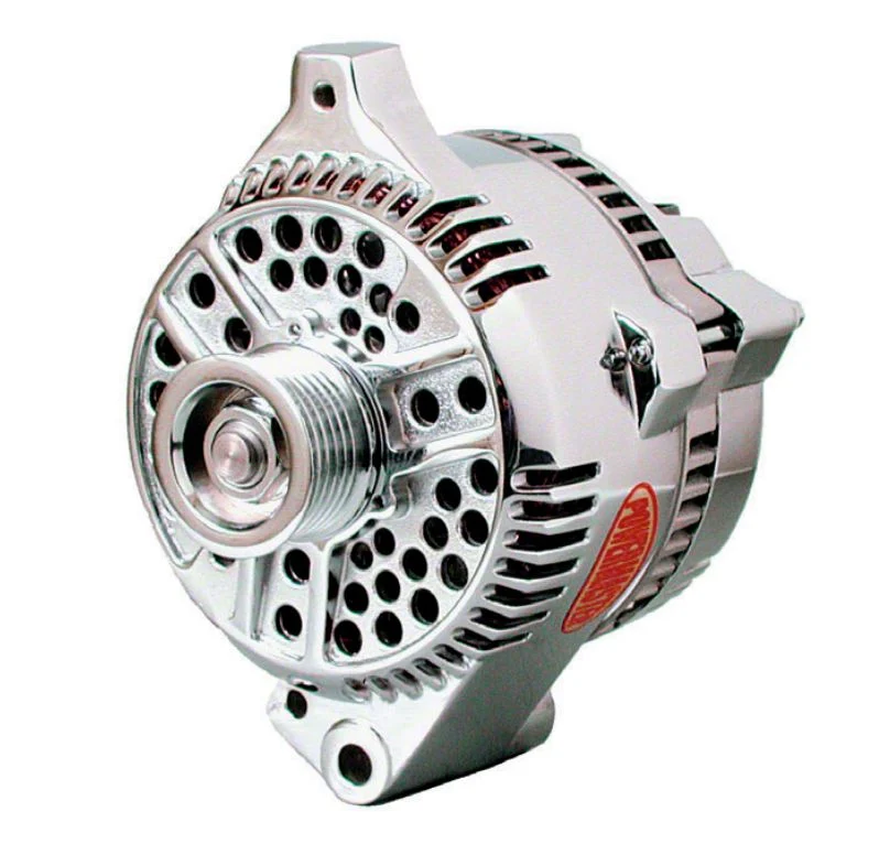 Powermaster 6G Style Small Frame Straight Mount Alternator with 6-Groove Pulley; 120 Amp; Natural (01-04 Mustang V6; 03-04 Mustang Cobra)