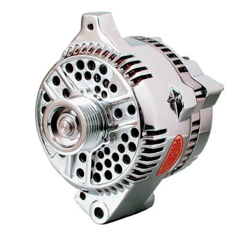 Powermaster 6G Style Small Frame Straight Mount Alternator with 6-Groove Pulley; 155 Amp; Natural (01-04 Mustang V6; 03-04 Mustang Cobra)