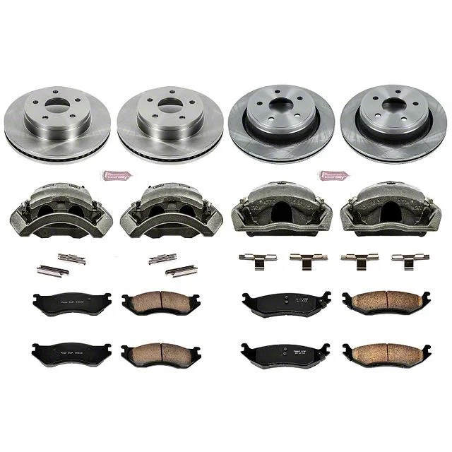PowerStop OE Replacement 5-Lug Brake Rotor, Pad and Caliper Kit; Front and Rear (03-05 RAM 1500, Excluding SRT-10)