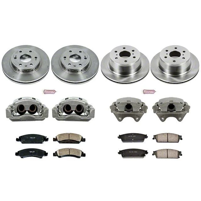 PowerStop OE Replacement 6-Lug Brake Rotor, Pad and Caliper Kit; Front and Rear (08-20 Tahoe Police)