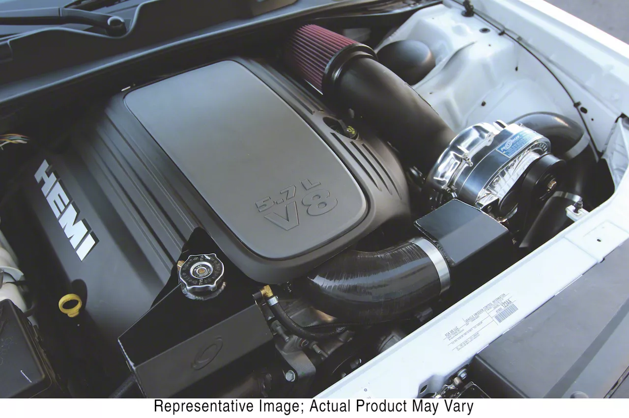 Procharger High Output Intercooled Supercharger Complete Kit with P-1SC-1; Black Finish (15-23 5.7L HEMI Charger)