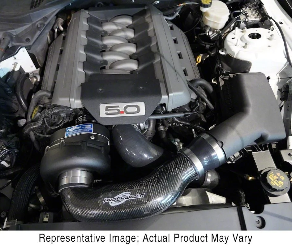Procharger High Output Intercooled Supercharger Complete Kit with Factory Airbox and P-1SC-1; Black Finish (15-17 Mustang GT)