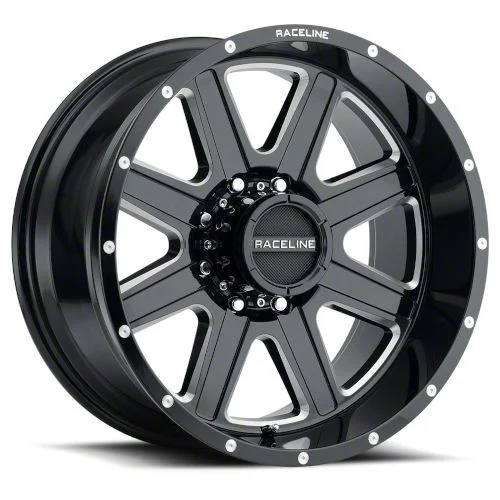 Raceline Hostage Gloss Black Milled 6-Lug Wheel; 18x9; 12mm Offset (07-14 Tahoe)
