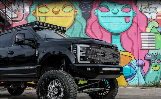 RACKTEC Phantom Series Gen 2 Roof Rack; 6-Light Front Mounting Brackets (17-26 F-250 Super Duty SuperCrew)