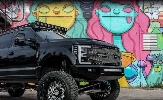 RACKTEC Phantom Series Gen 2 Roof Rack; 9-Light Front Mounting Brackets (17-26 F-250 Super Duty SuperCrew)