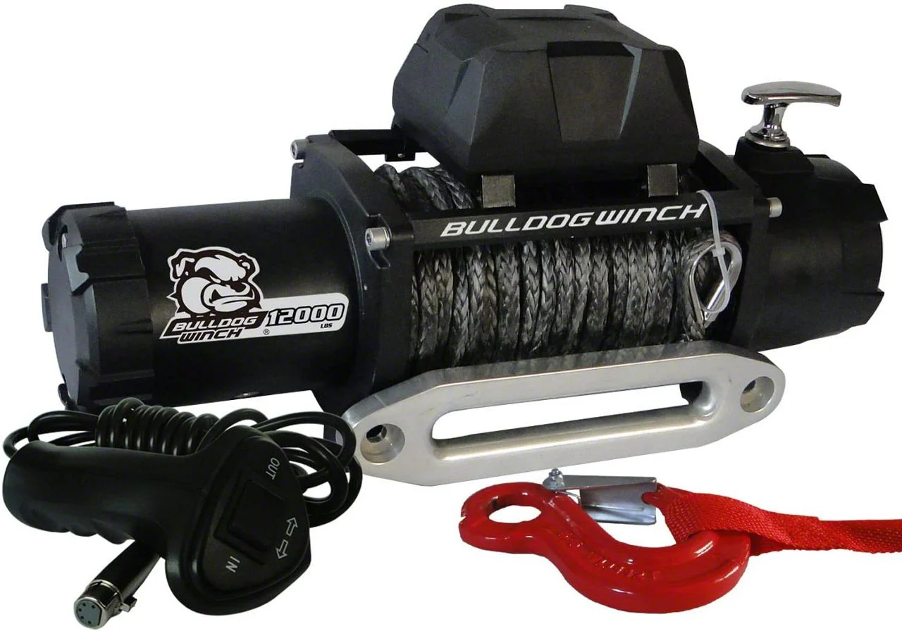 Bulldog Winch 12,000 lb. Winch with Synthetic Rope (Universal; Some Adaptation May Be Required)