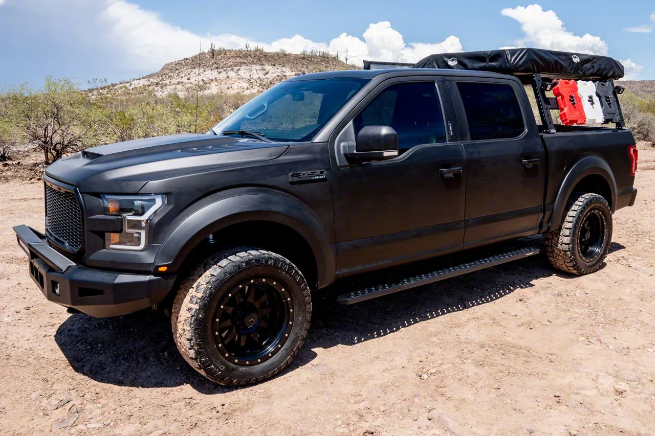 Raptor Series 6.50-Inch Sawtooth Slide Track Running Boards; Black Textured (17-26 F-250 Super Duty SuperCrew)