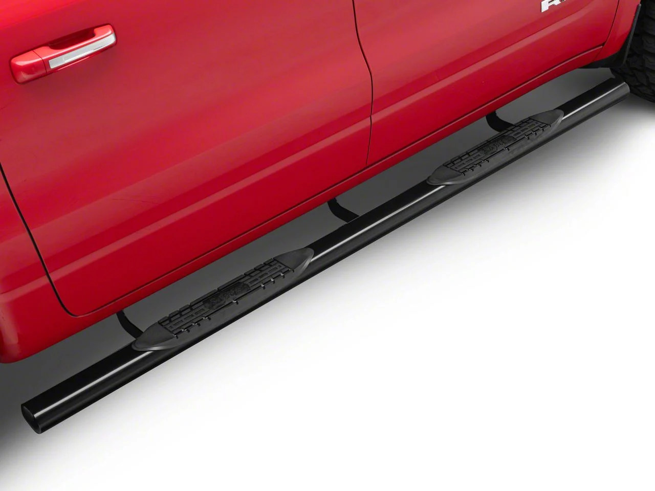 Raptor Series 4-Inch Straight Oval Nerf Side Step Bars; Black (19-24 RAM 1500 Crew Cab)