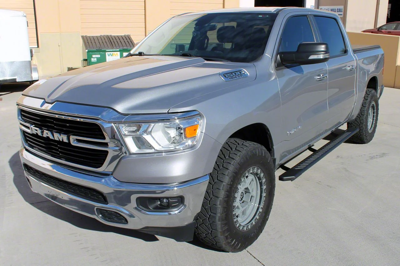 Raptor Series 5-Inch OEM Style Full Tread Slide Track Running Boards; Black Textured (19-26 RAM 1500 Crew Cab)