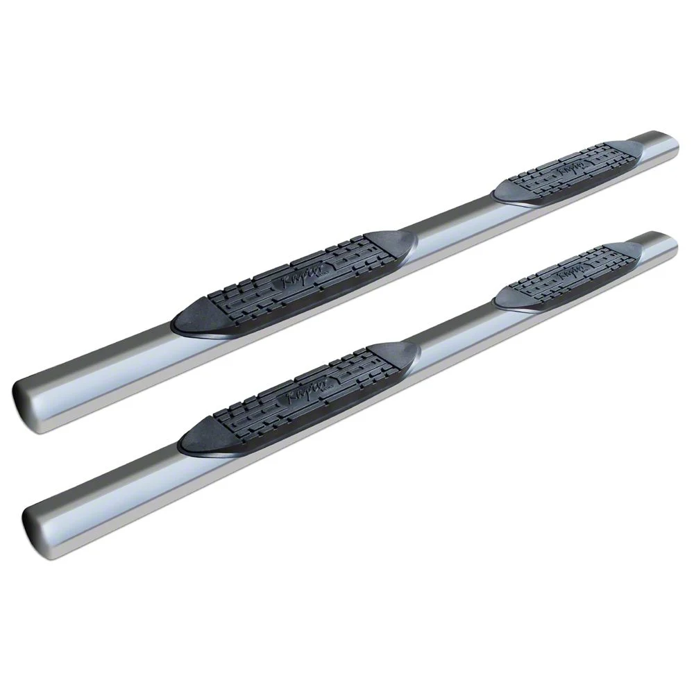Raptor Series 5-Inch Straight Oval Side Step Bars; Polished Stainless Steel (19-24 RAM 1500 Crew Cab)
