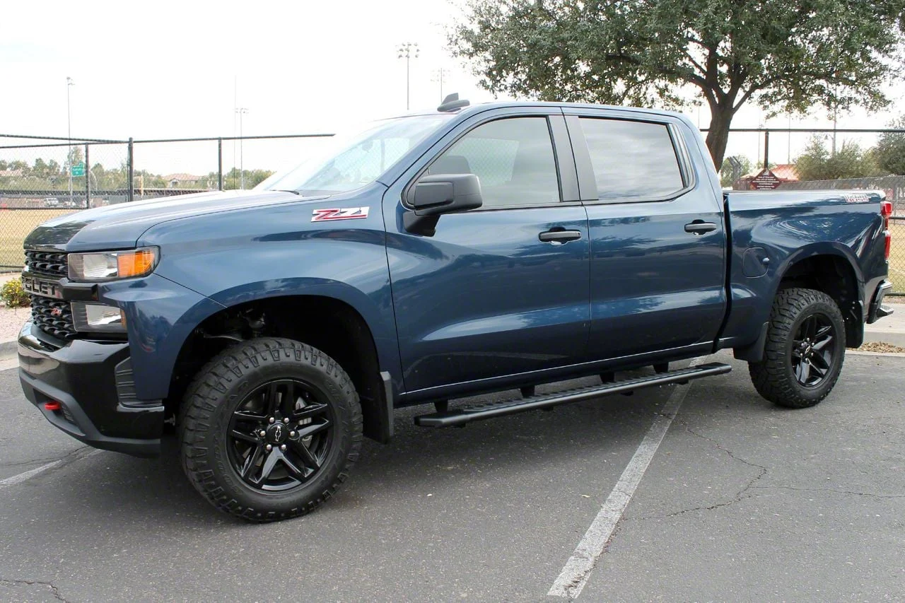 Raptor Series 5-Inch OEM Style Full Tread Slide Track Running Boards; Black Textured (20-26 Sierra 2500 HD Crew Cab)