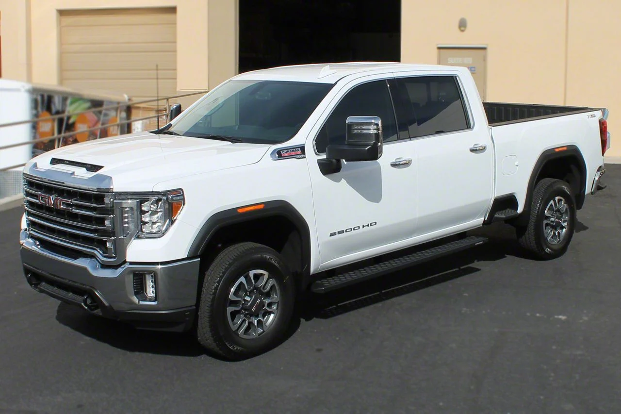 Raptor Series 6.50-Inch Sawtooth Slide Track Running Boards; Black Textured (20-26 Sierra 2500 HD Crew Cab)