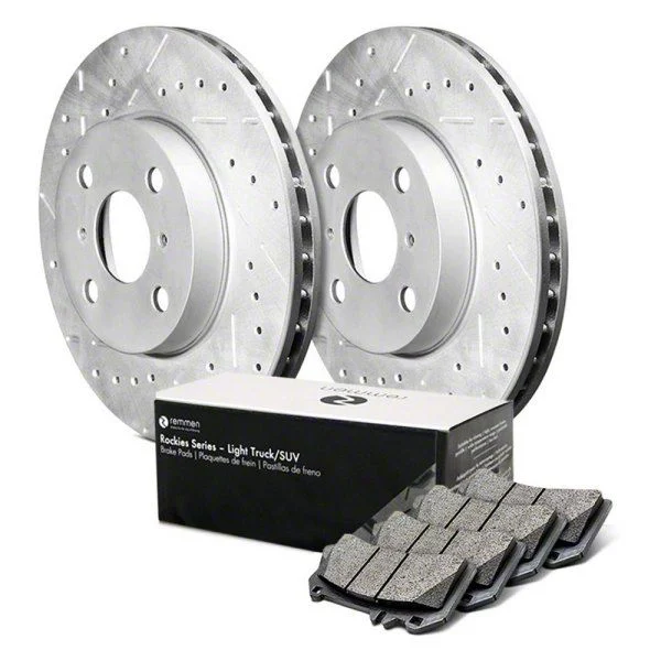Remmen Brakes Rockies Series Cross-Drilled and Slotted 6-Lug Brake Rotor and Light Truck/SUV Pad Kit; Front (10-20 F-150)