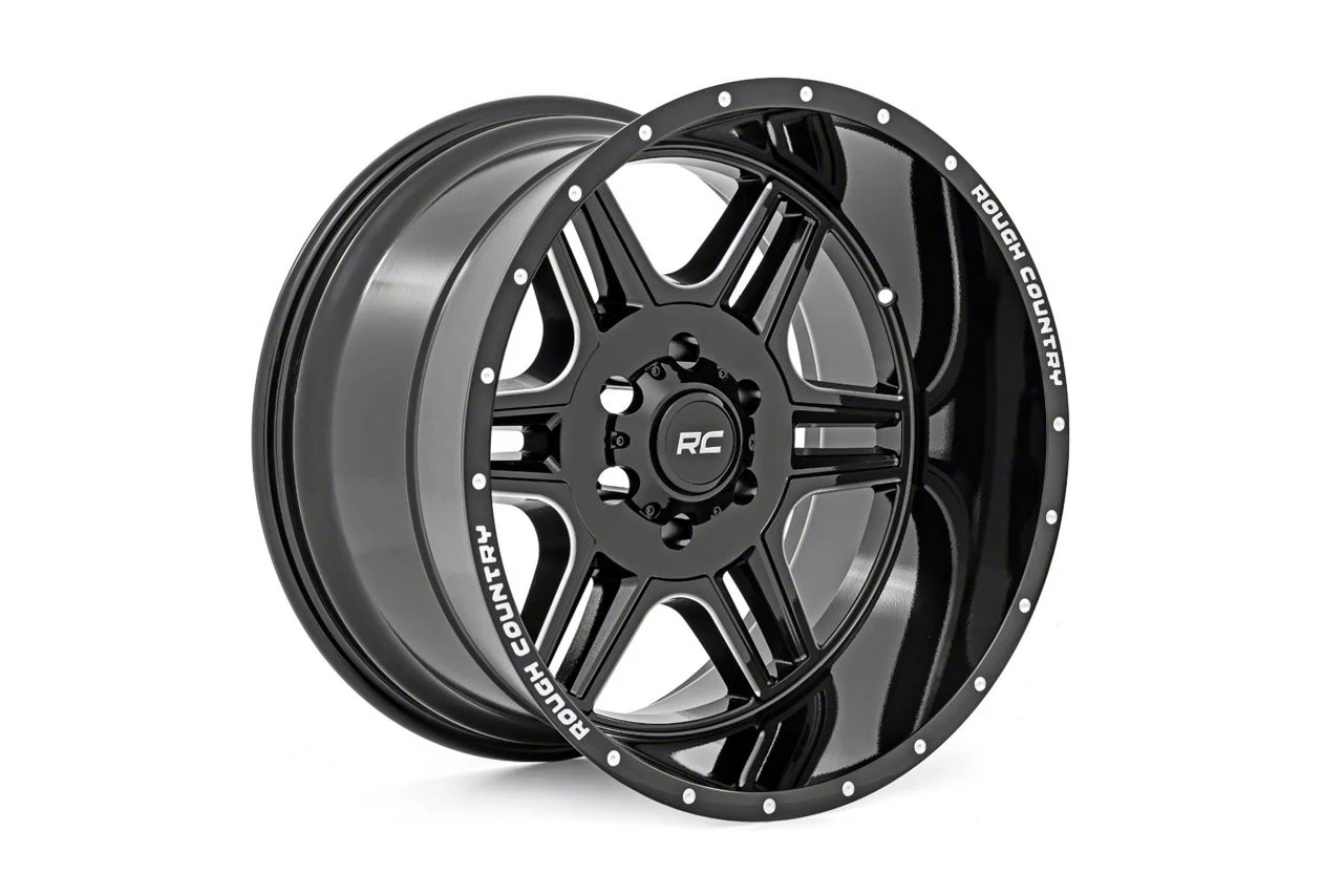 Rough Country 92 Series Gloss Black Machined 6-Lug Wheel; 20x12; -44mm Offset (07-14 Tahoe)