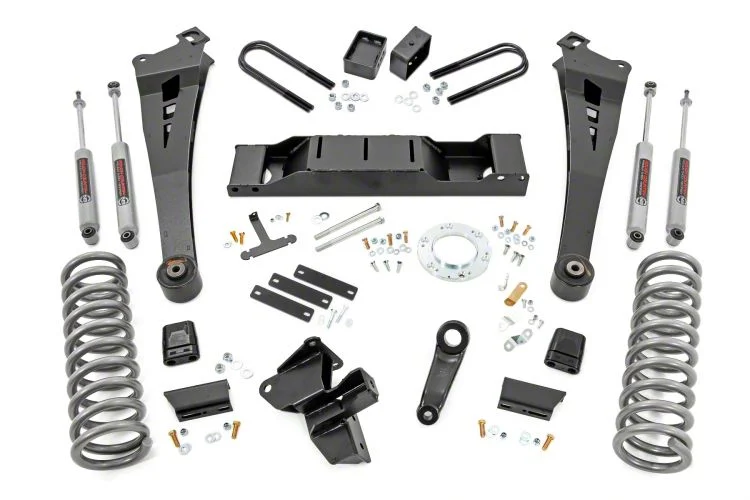 Rough Country Suspension 5-Inch Radius Arm Suspension Lift Kit with Premium N3 Shocks (19-26 4WD 6.7L RAM 3500 w/ Standard Non-AISIN Transmission & w/o Air Ride)