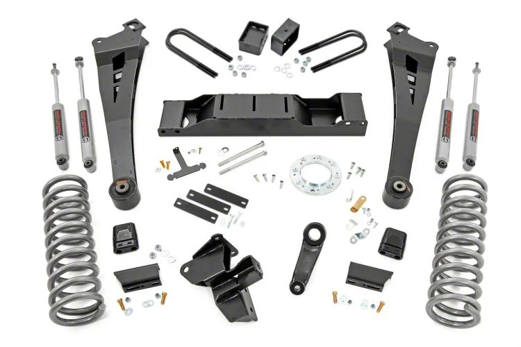 Rough Country Suspension 5-Inch Radius Arm Suspension Lift Kit with Premium N3 Shocks (19-26 4WD 6.7L RAM 3500 w/ Upgraded AISIN Transmission & w/o Air Ride)