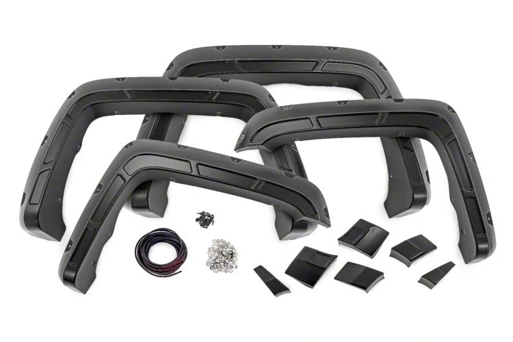 Rough Country Offroad Defender Fender Flares; Black (15-19 Sierra 3500 HD SRW)