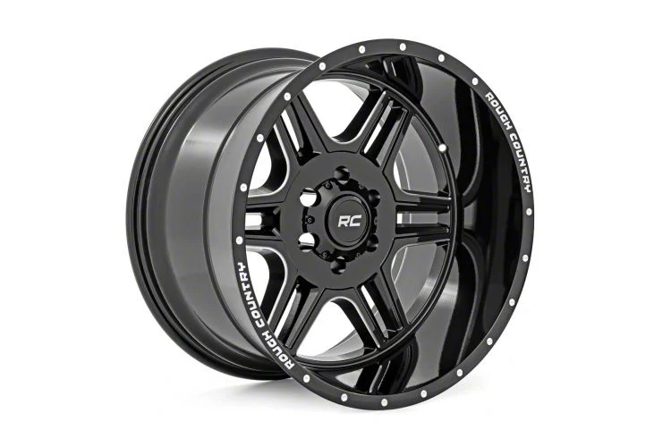Rough Country 92 Series Gloss Black 8-Lug Wheel; 20x9; 0mm Offset (20-26 Silverado 2500 HD)
