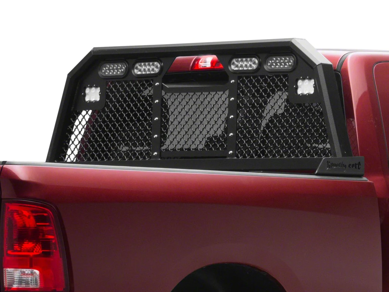 Royalty Core RC88 Billet Headache Rack with Integrated Tail Lights and Dura PODs; Satin Black (10-26 RAM 3500)