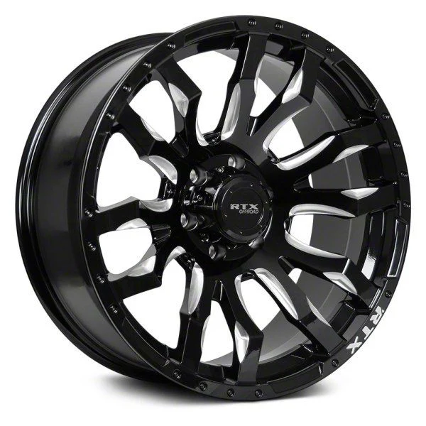 RTX Offroad Wheels Patton Gloss Black Milled Spoke 6-Lug Wheel; 20x9; 10mm Offset (15-20 Yukon)