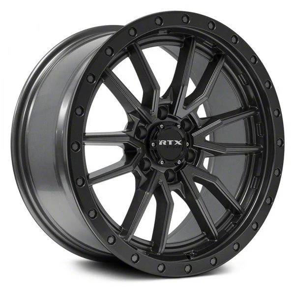 RTX Offroad Wheels Wolf Black with Gray Center 6-Lug Wheel; 20x9; 10mm Offset (21-26 Yukon)