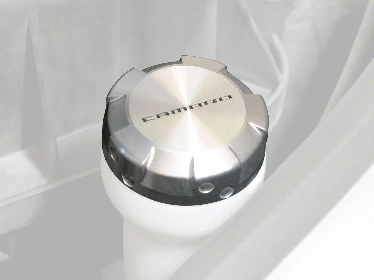 Billet Aluminum Washer Fluid Reservoir Cap; Satin (10-15 Camaro)
