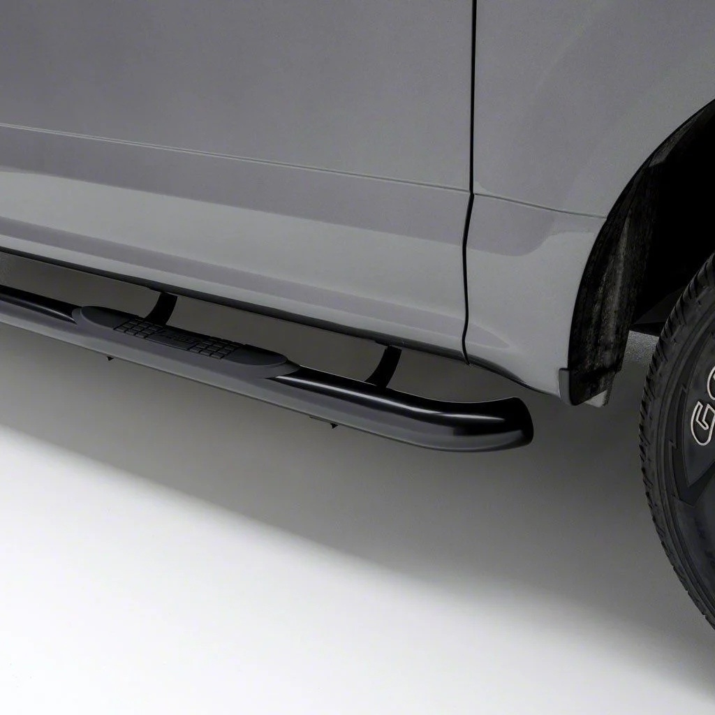 3-Inch Round Side Step Bars; Black (07-14 Sierra 2500 HD Crew Cab)