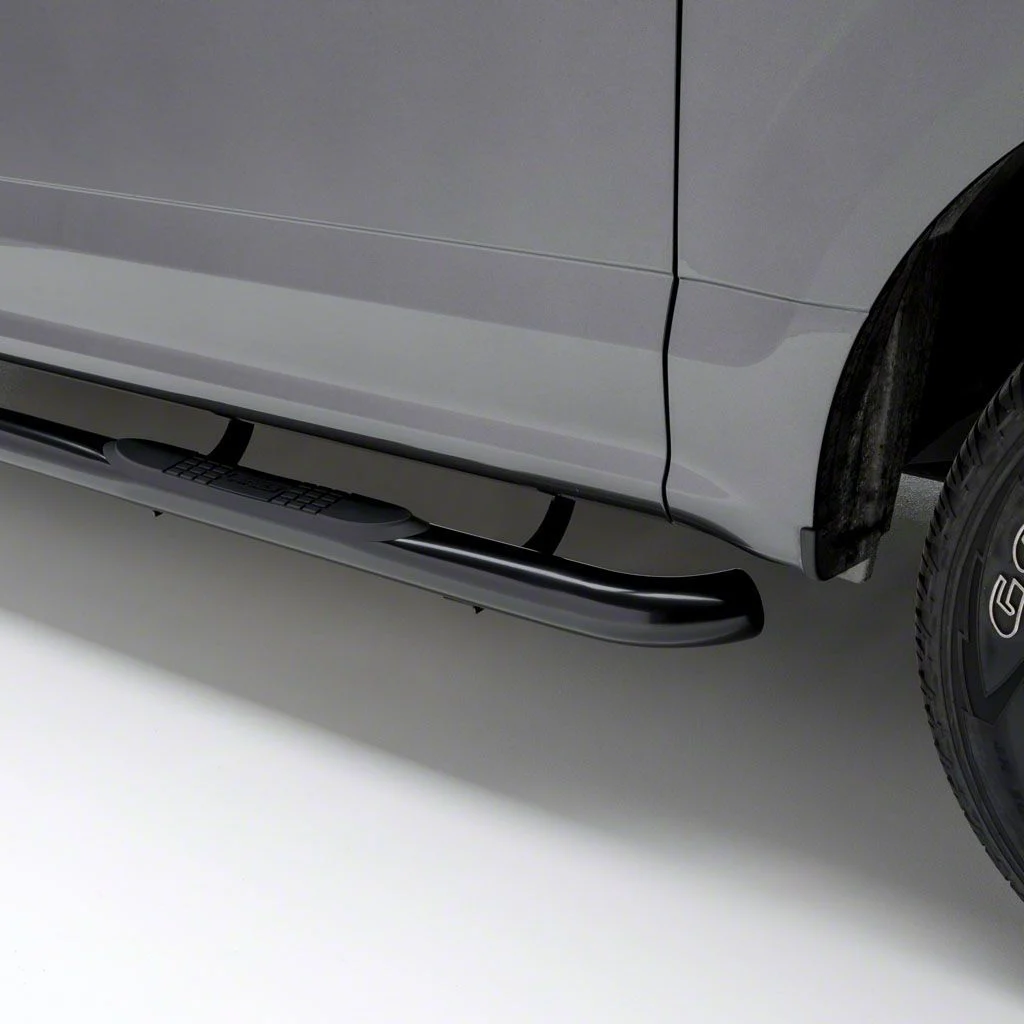 3-Inch Round Side Step Bars; Black (20-26 Sierra 2500 HD Double Cab)